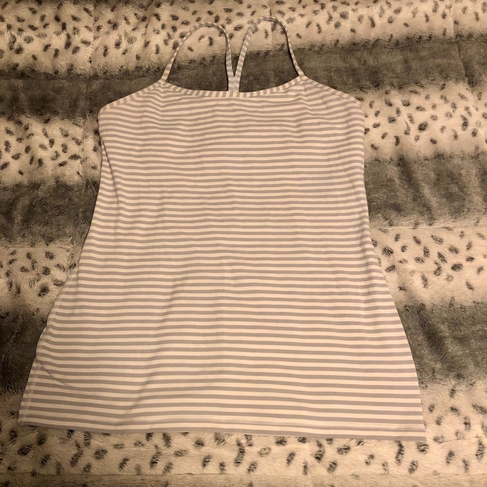 Grey & White stripped Lululemon tank